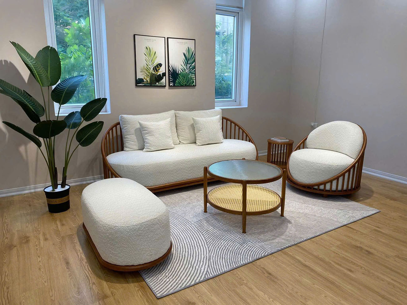 Bộ Sofa Gỗ Uốn Cao Cấp – Thiết Kế Bo Tròn Hiện Đại, Tinh Tế